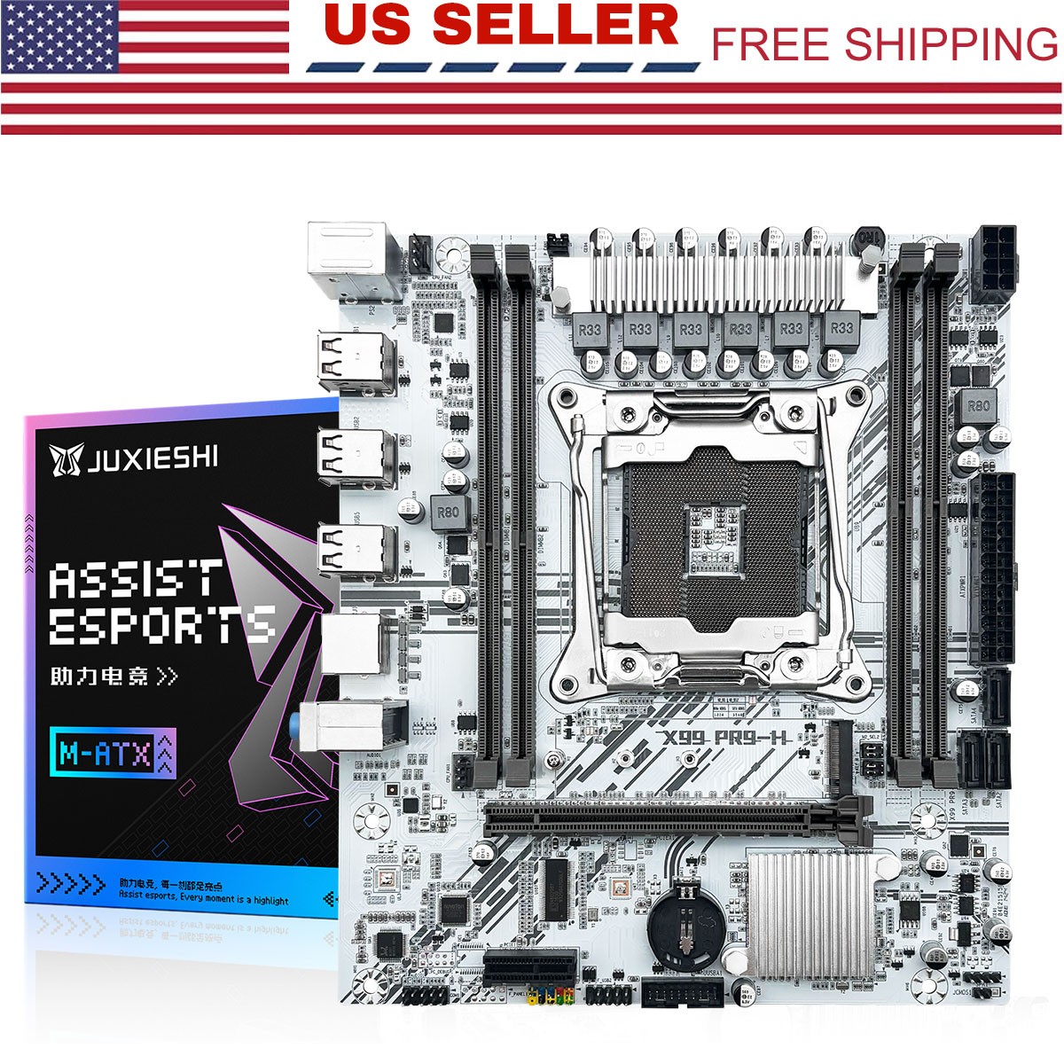 LGA 2011-3 X99 White Motherboard Support DDR4 SATA/NVME M.2 SATA II USB 2.0