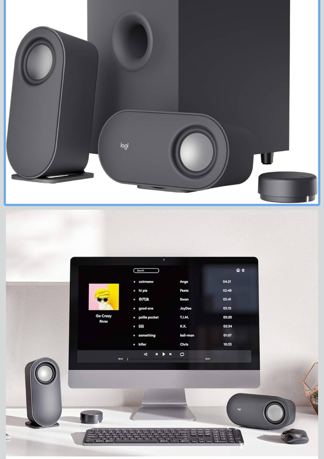 LOGITECH Z407 BLUETOOTH COMPUTER SPEAKERS SUBWOOFER WIRELESS CONTROL – BLACK