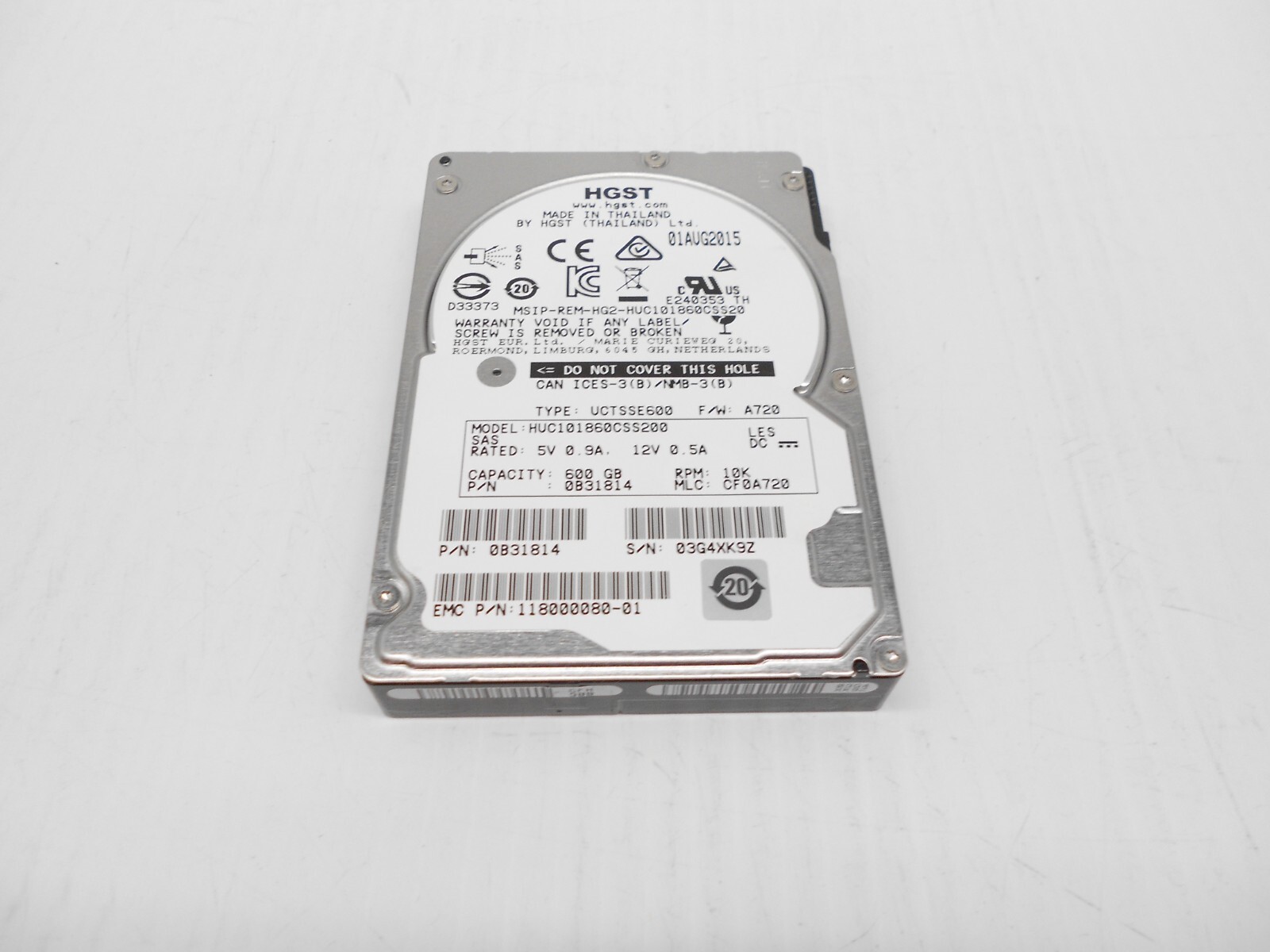 HGST 600GB 10K 2.5″ 12Gbs 12G 12gbps SAS Hard Drive HUC101860CSS200 Server Dell