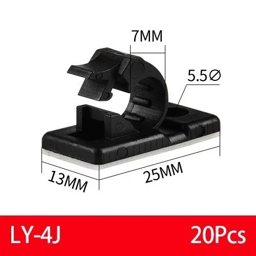 25X Cable Clips Adhesive Cord Management Organizer Wire Holders 0.5″ Clamp Black
