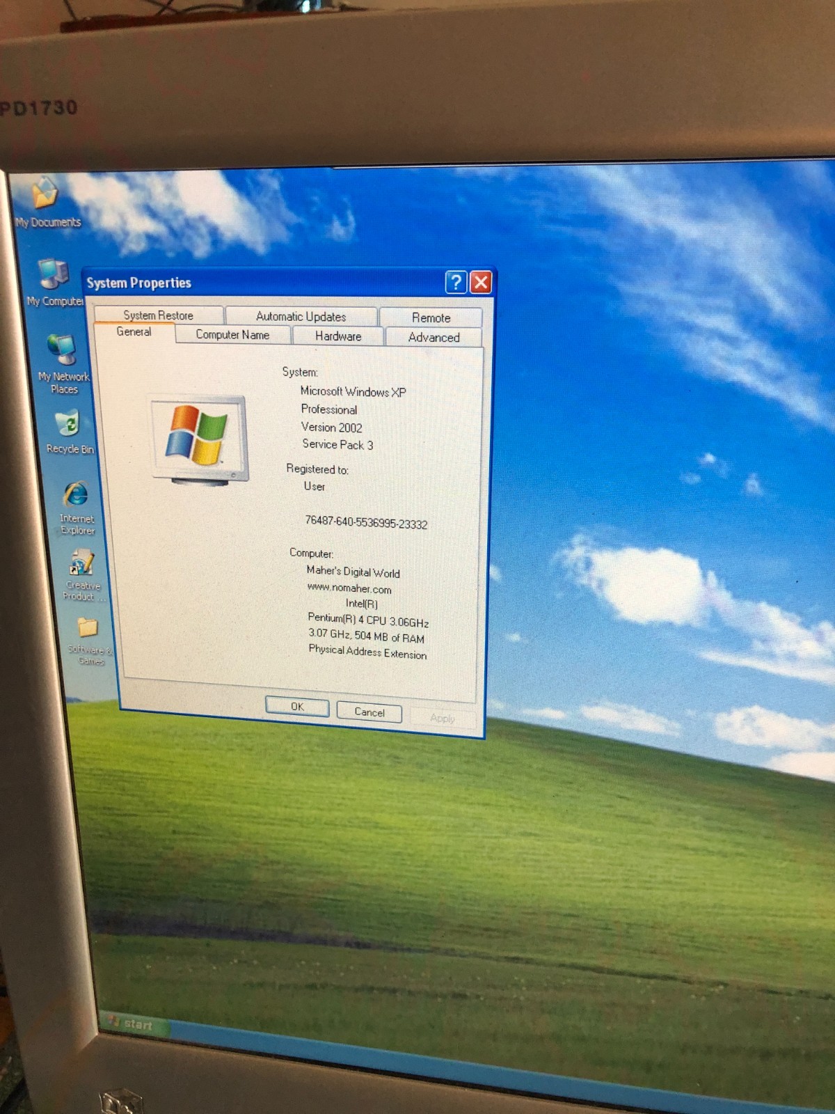 Gateway 5310 Pentium 4 3.06ghz 512MB RAM 500GB HDD Win XP Pro Wi-Fi Tested Great