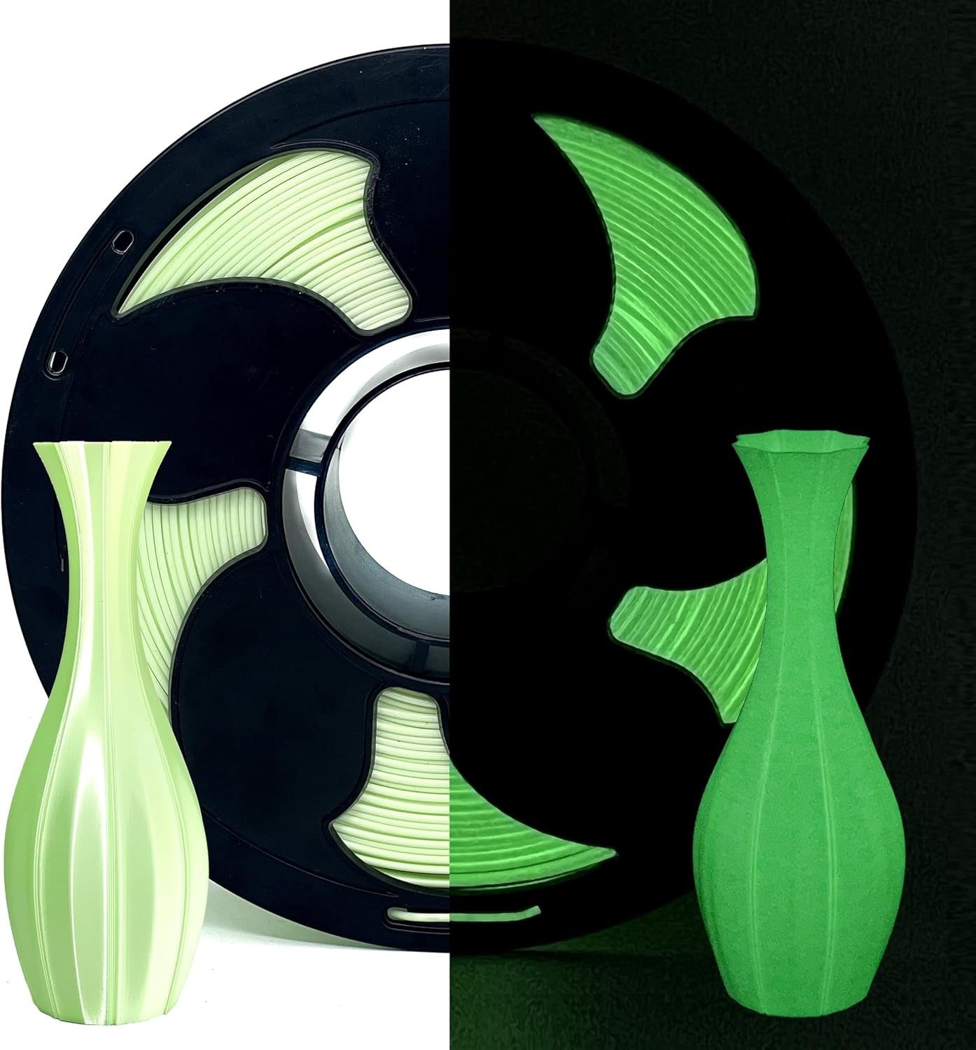 Green Glow in The Dark 1.75mm PLA Filament with Smooth Surface, Luminous Green 3