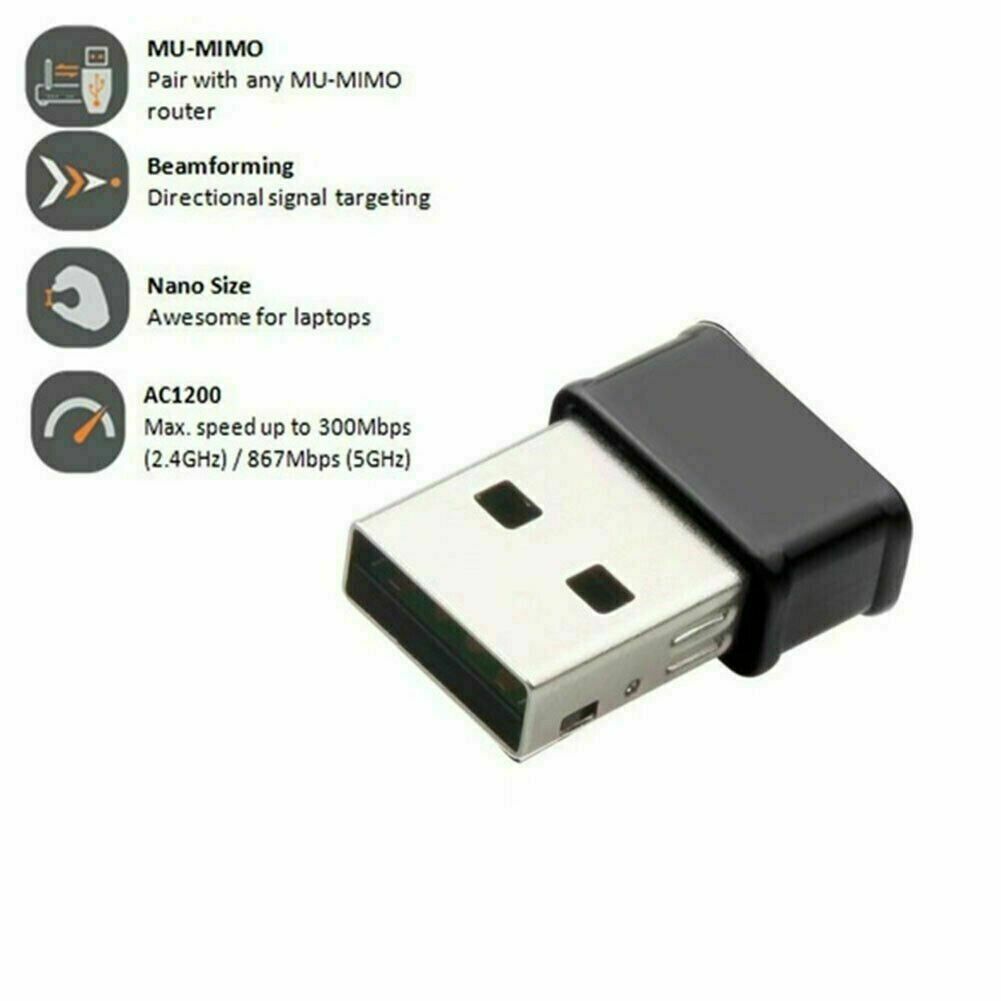 Wireless Lan USB PC WiFi Adapter Network 802.11AC 1200Mbps Dual Band 2.4G / 5G