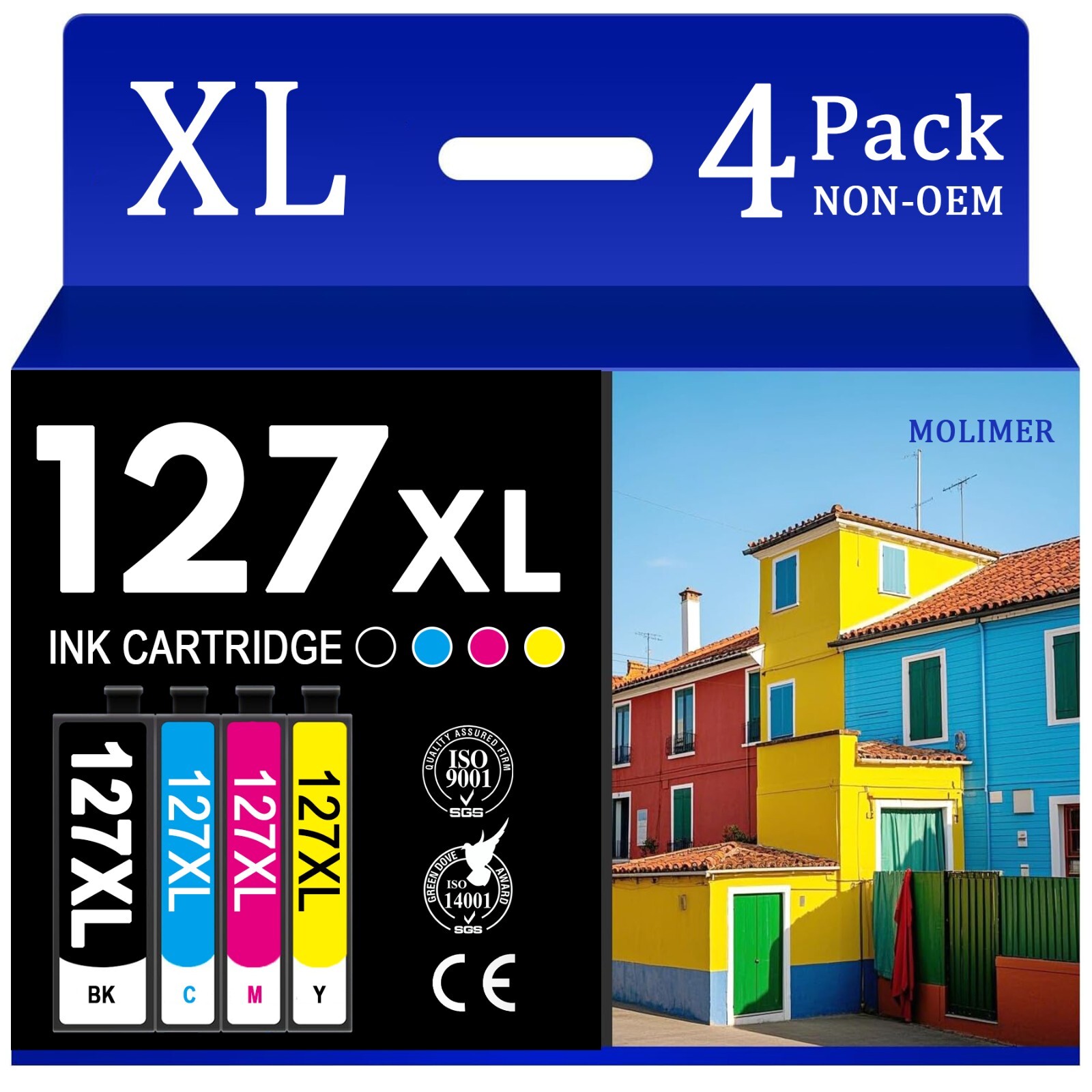 High Capacity 127XL Ink Cartridge With Chip for Epson 545 645 WF-3540 (4 Pack)
