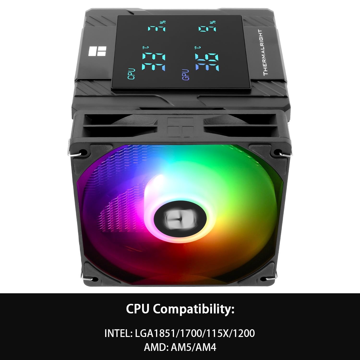 Peerless Assassin 120 Digital ARGB Black CPU Air Cooler, Digital Screen Top Cove
