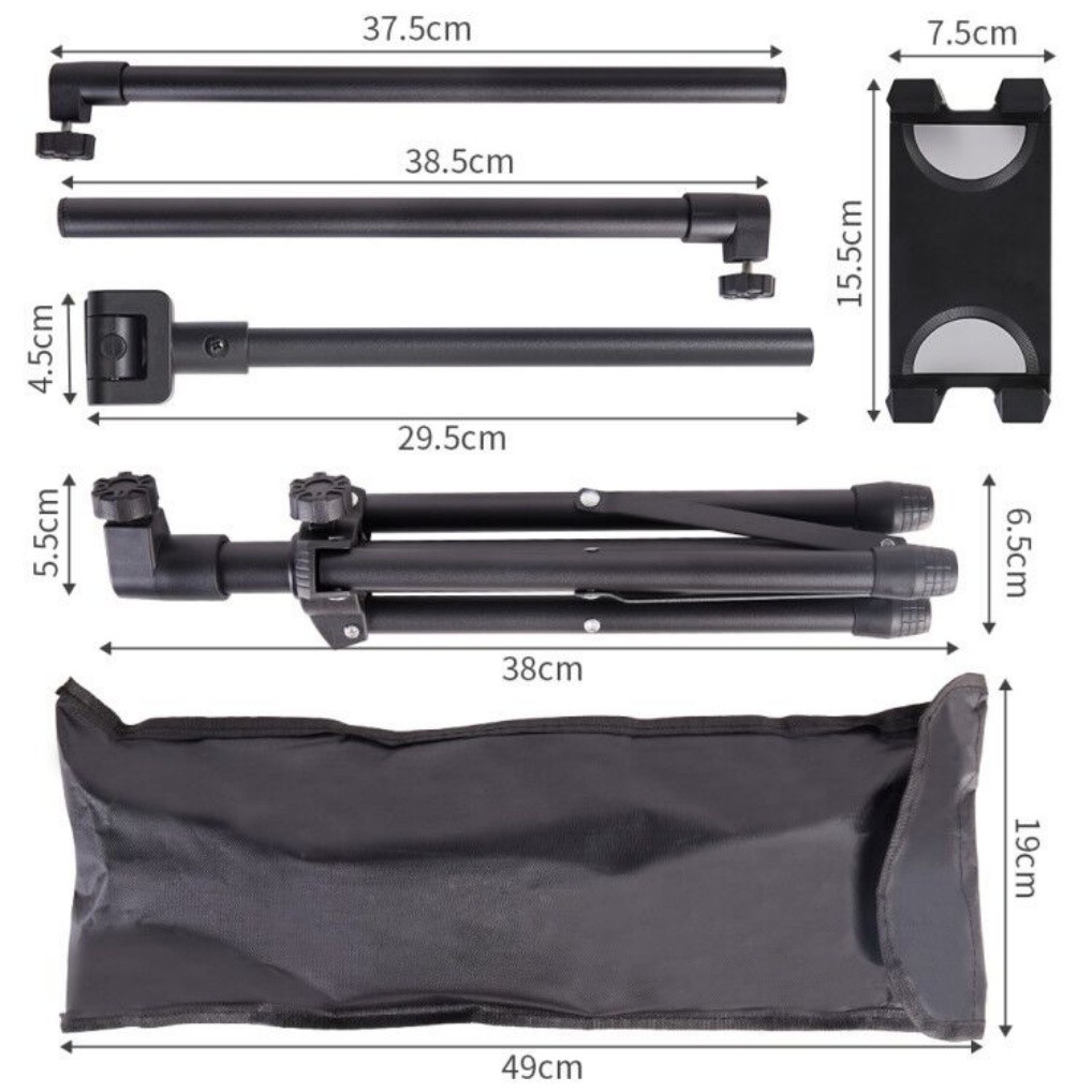 Strong Floor Bed Stand Tripod Mount Holder for Phone IPAD Pro 4.5”-12.9” Tablet
