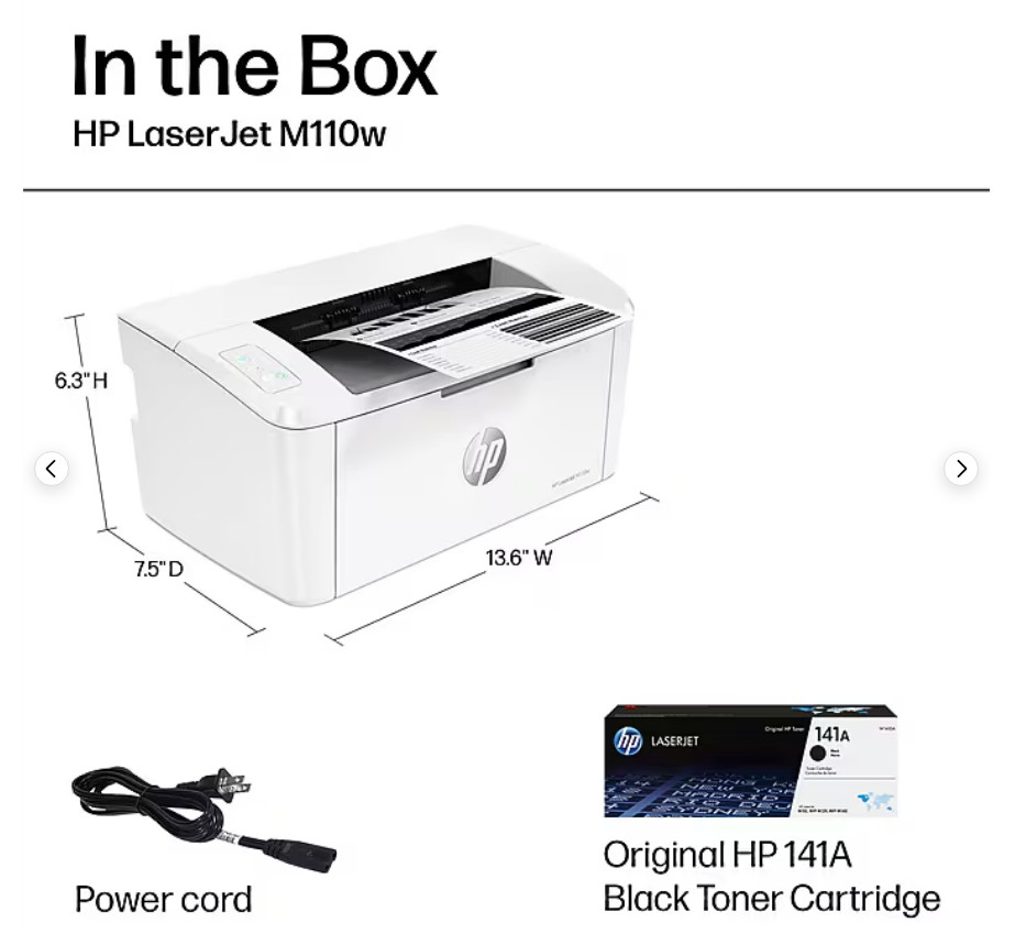HP LaserJet M110w Wireless Black & White Printer, NEW