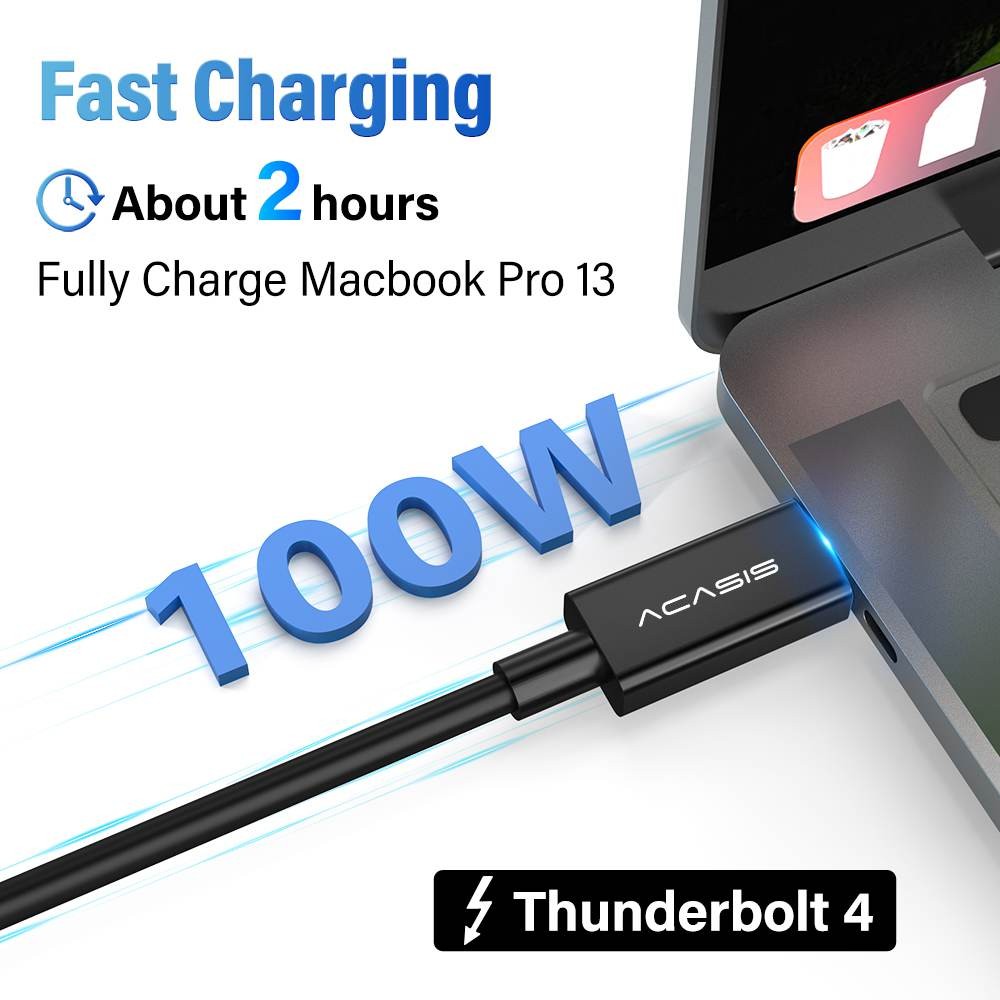 Acasis 1 Meter 40Gbps Thunderbolt 4 Data Cable PD 100W 8K 60Hz Vedio USB-C Cable