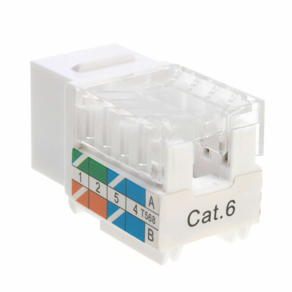 200 pcs Cat6 Punchdown Keystone Jack White 45 Degree Angle Ethernet Network PACK