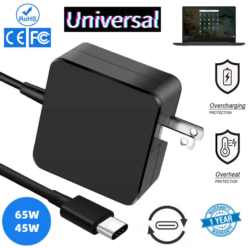 45W USB-C Type-C Adapter Laptop Charger For Lenovo/HP/Samsung/Acer Chromebook