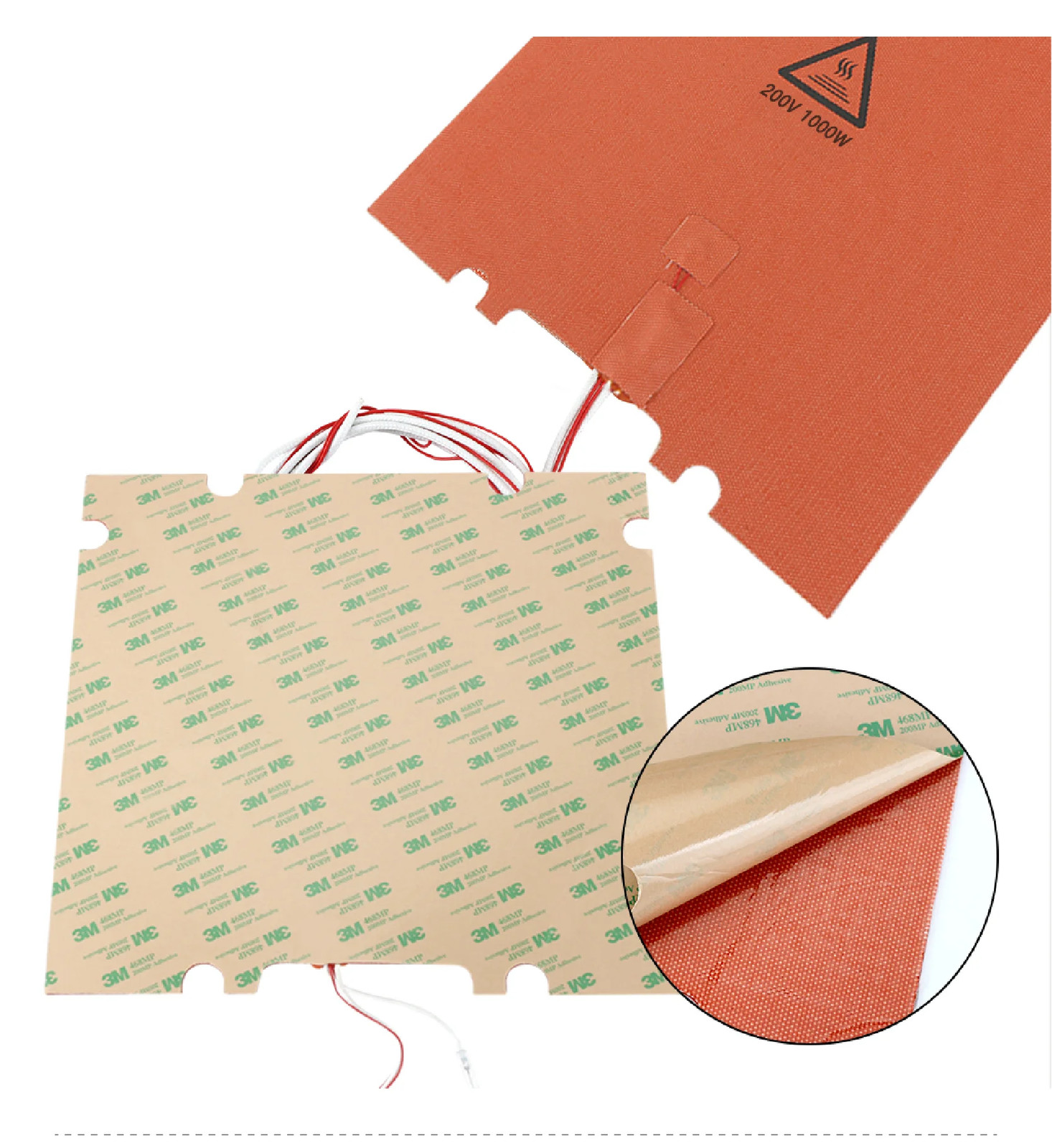 3D Printer Heat Bed Flexible Silicone Heater Pad High Temp Heating Thermistor