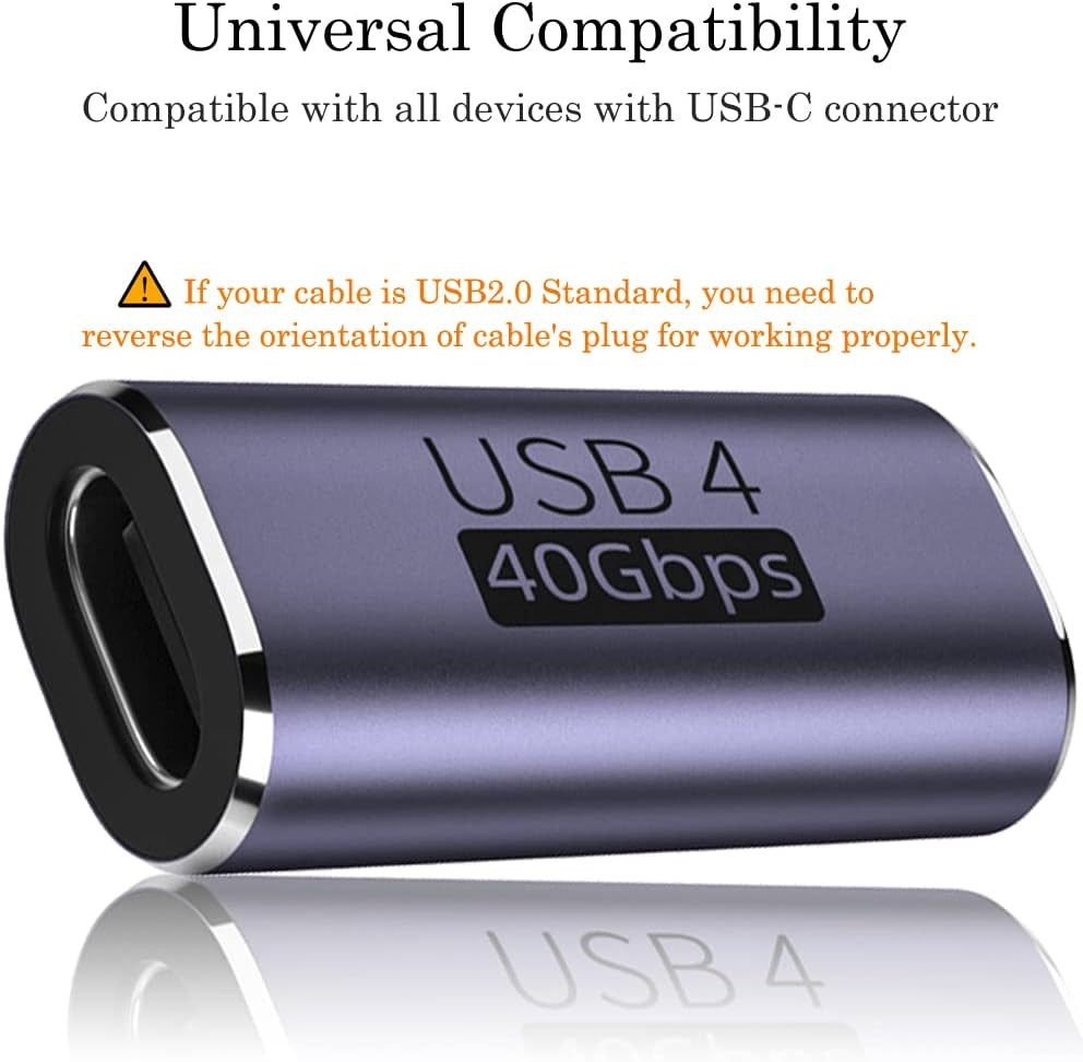 USB C Coupler (2 Pack), USB Type C Female to Female Adapter Extender Compatible