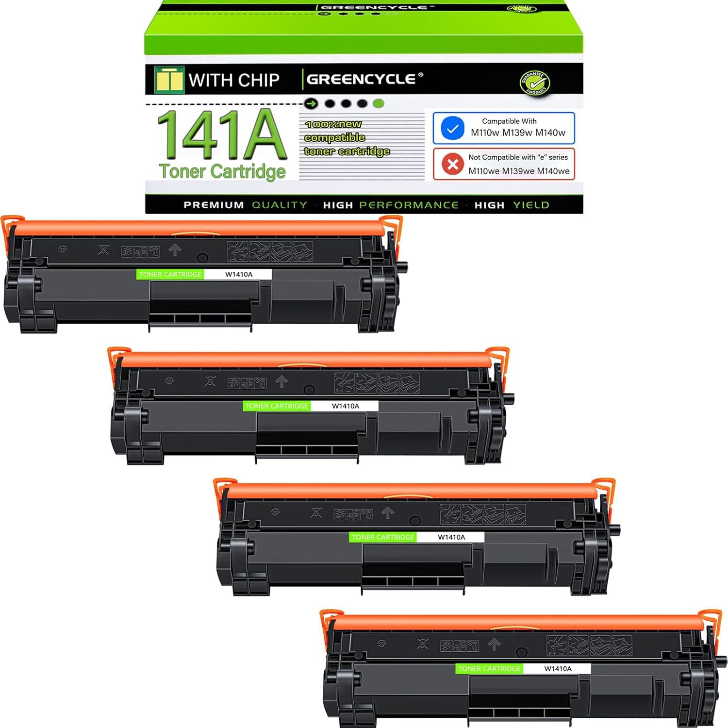141a W1410A Toner Cartridge for Hp Black M110w MFP M139w M140w (4Pk,with chip)
