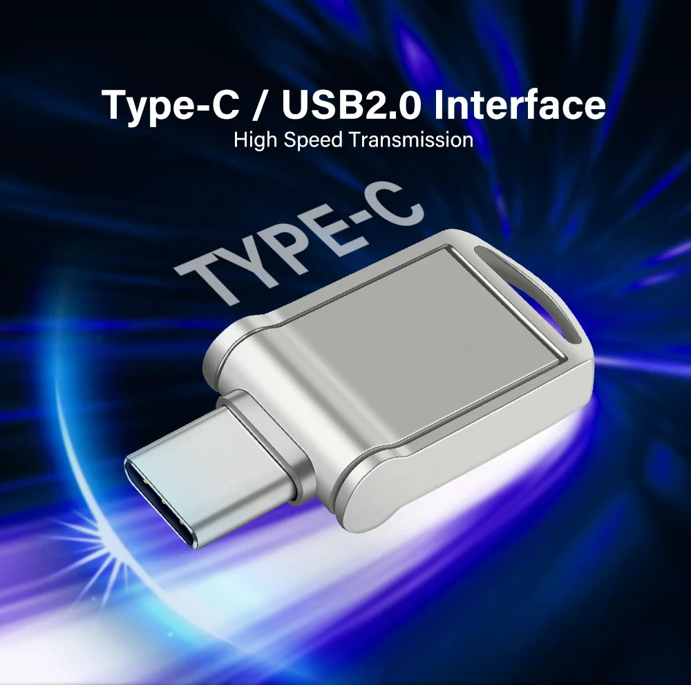 Metal USB Flash Drive 4GB 8GB 16GB Type-C OTG USB 2.0 Memory Stick Mini Pen