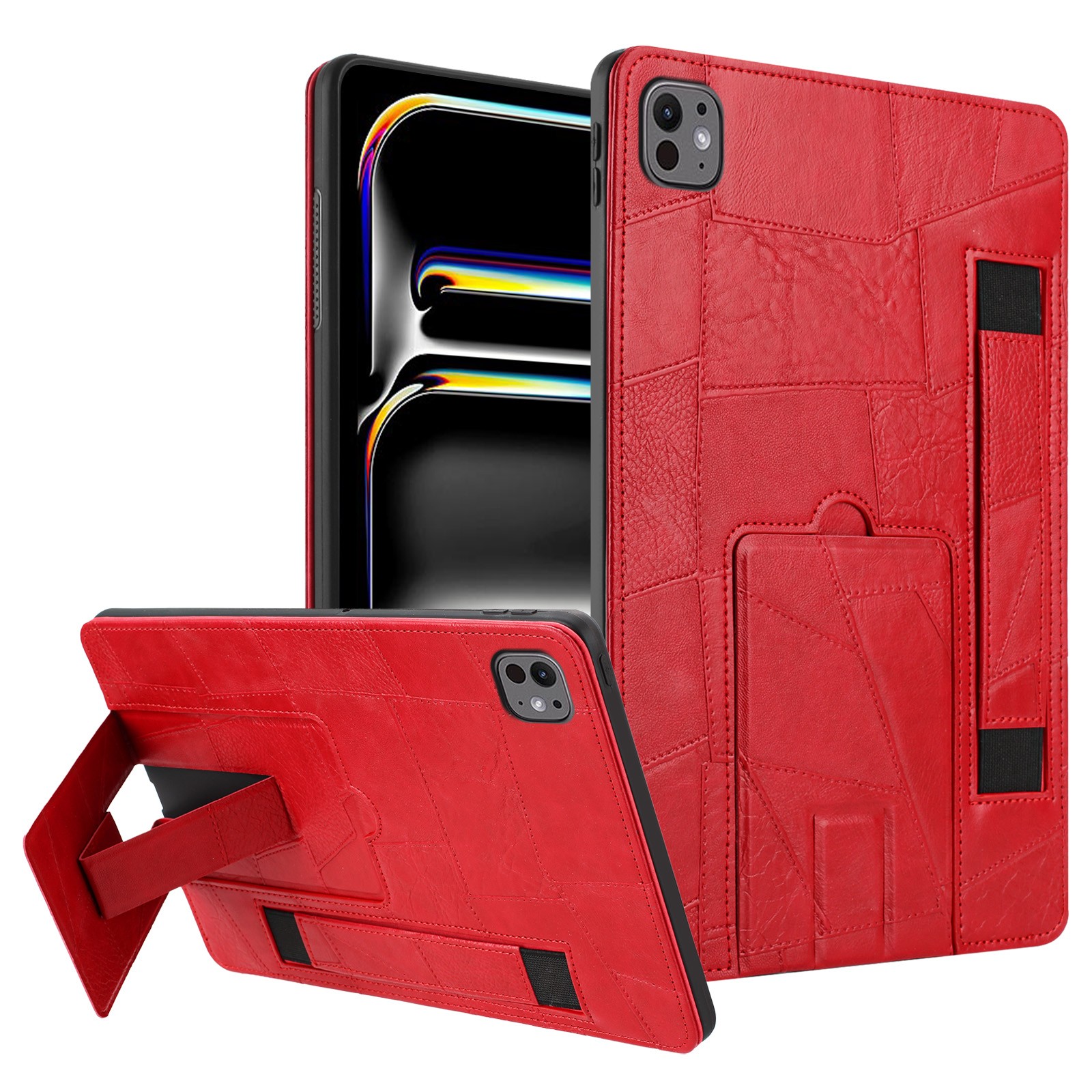 For iPad Pro 11 2024/2025 Shockproof PU Leather Kickstand Hand Strap Slim Case