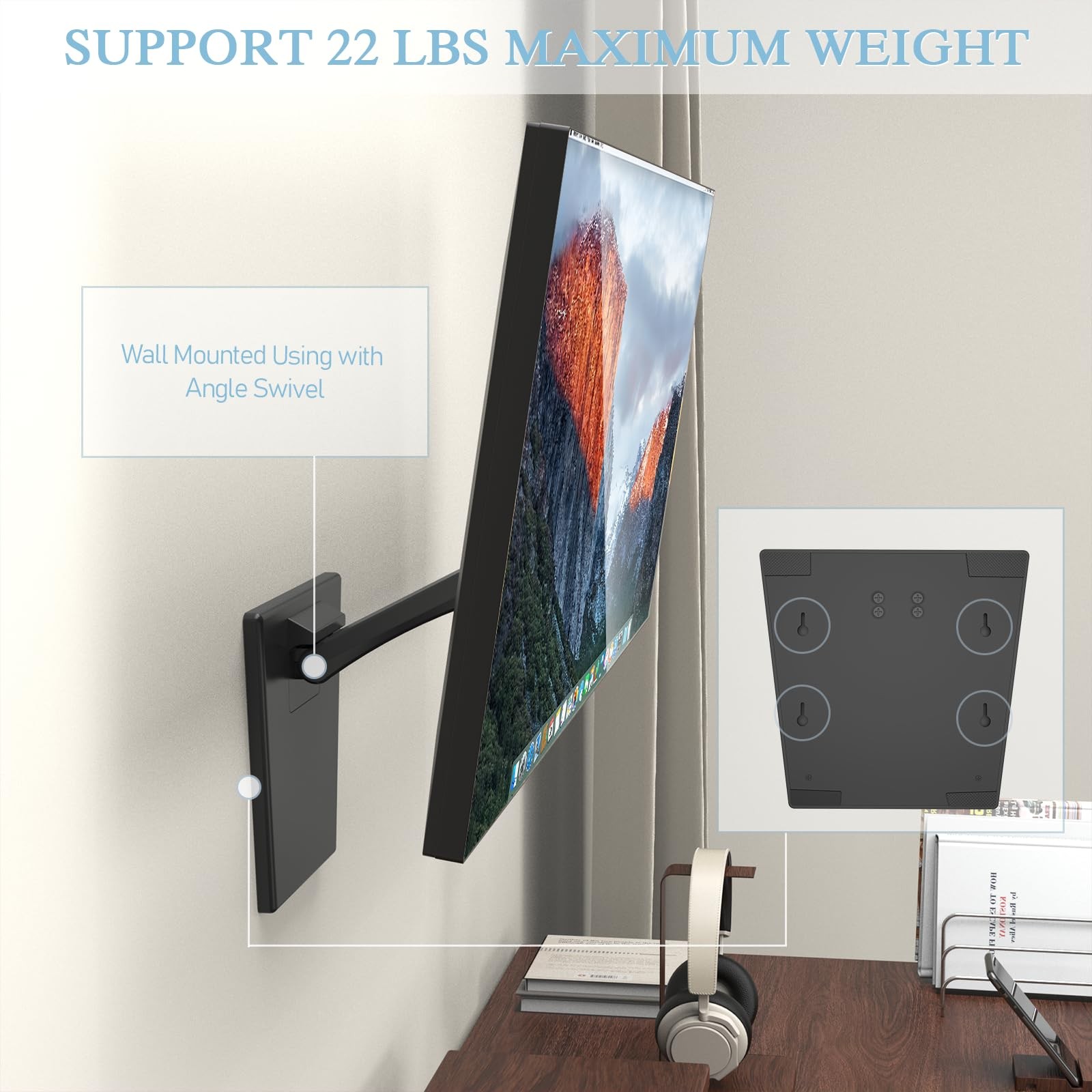 Babibobibi Foldable VESA Stand – 75x75mm/100x100mm LCD/PC Monitor Mount, Blac…