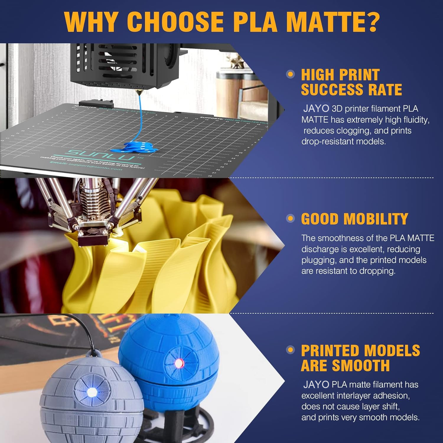 【Buy 4 Pay 3】JAYO 3D Printer Filament PLA Meta Matte SILK PETG ABS 1.75mm 1.1KG