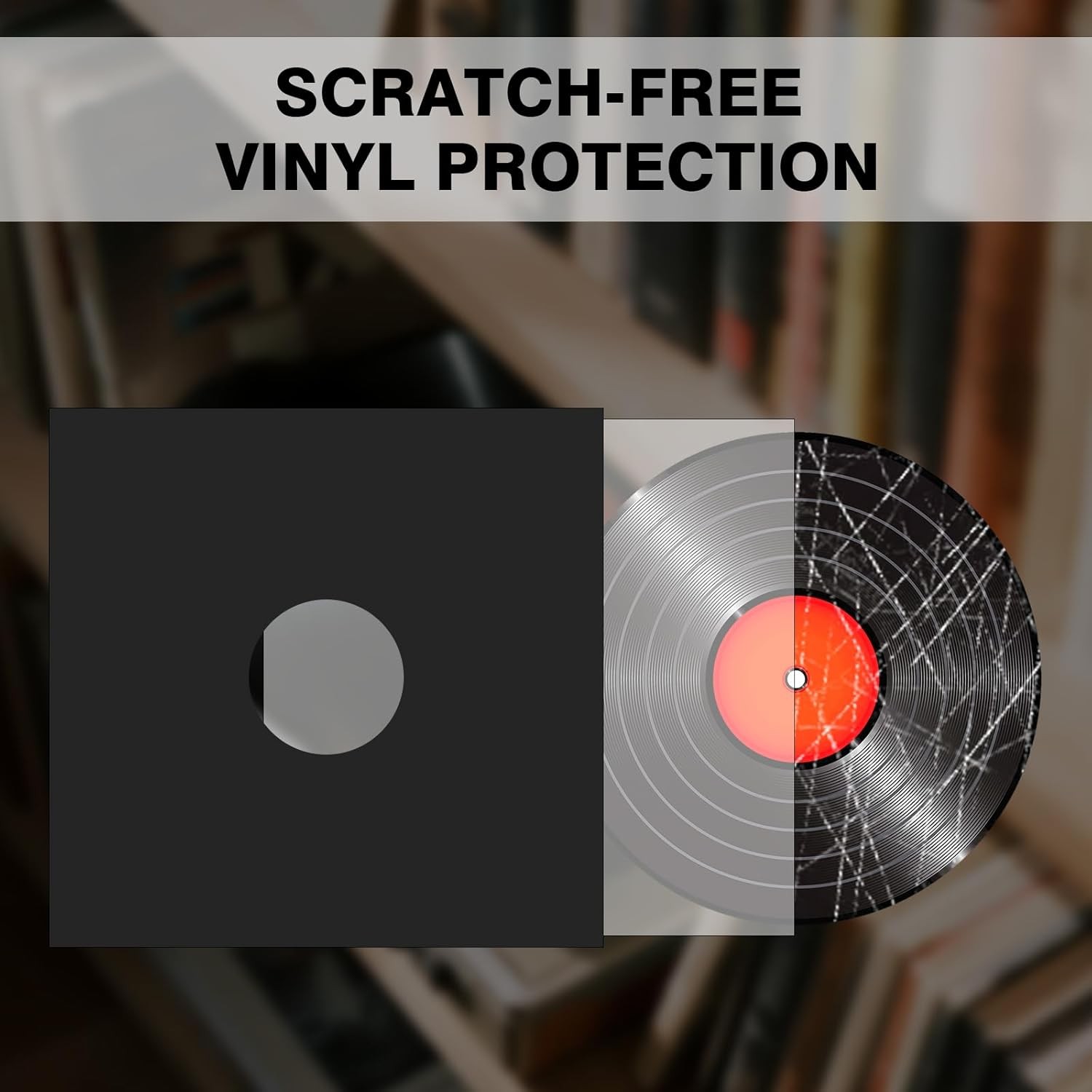 20 Pcs 12″ Black Vinyl Record Jackets – Thick Cardboard Sleeves with Center Hole