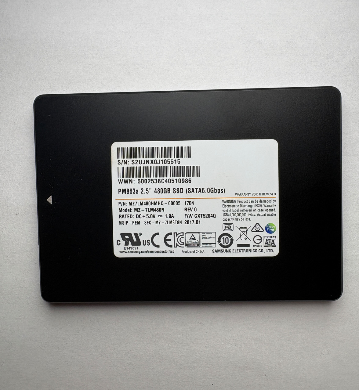 Samsung PM863a 480GB 2.5″ SATA III SSD MZ7LM480HMHQ Enterprise SSD 96% Health