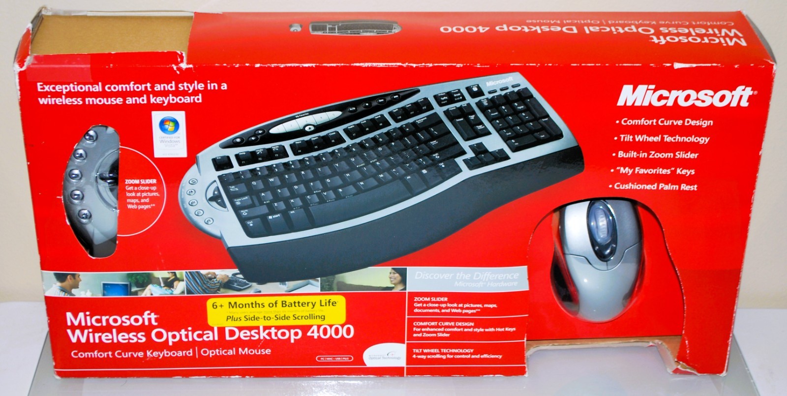 NOS Microsoft Wireless Optical Desktop 4000 Keyboard Mouse Combo