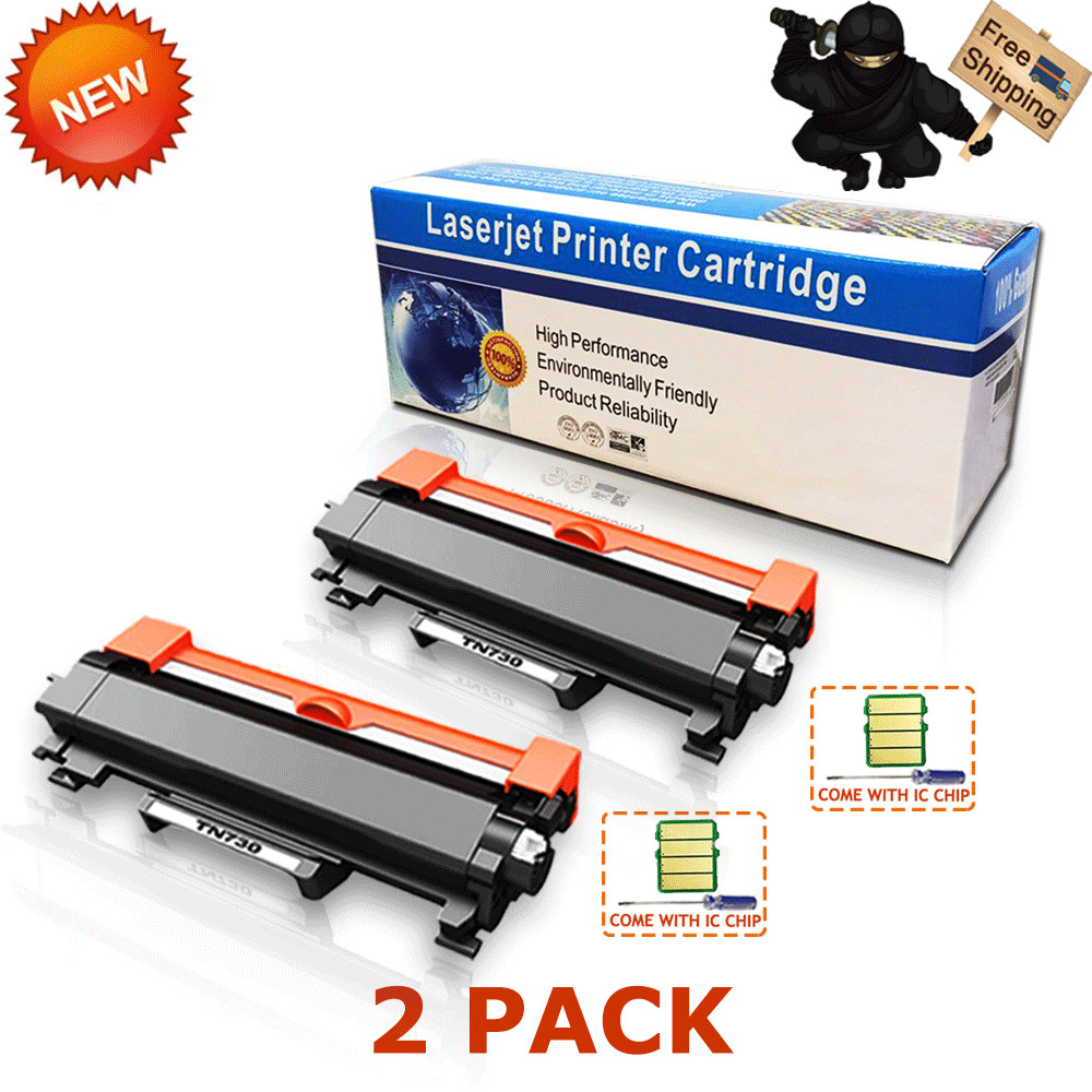 2 Pack TN730 H.Y Toner Cartridge with IC CHIP for Brother MFC-L2710DWM MFCL2750D