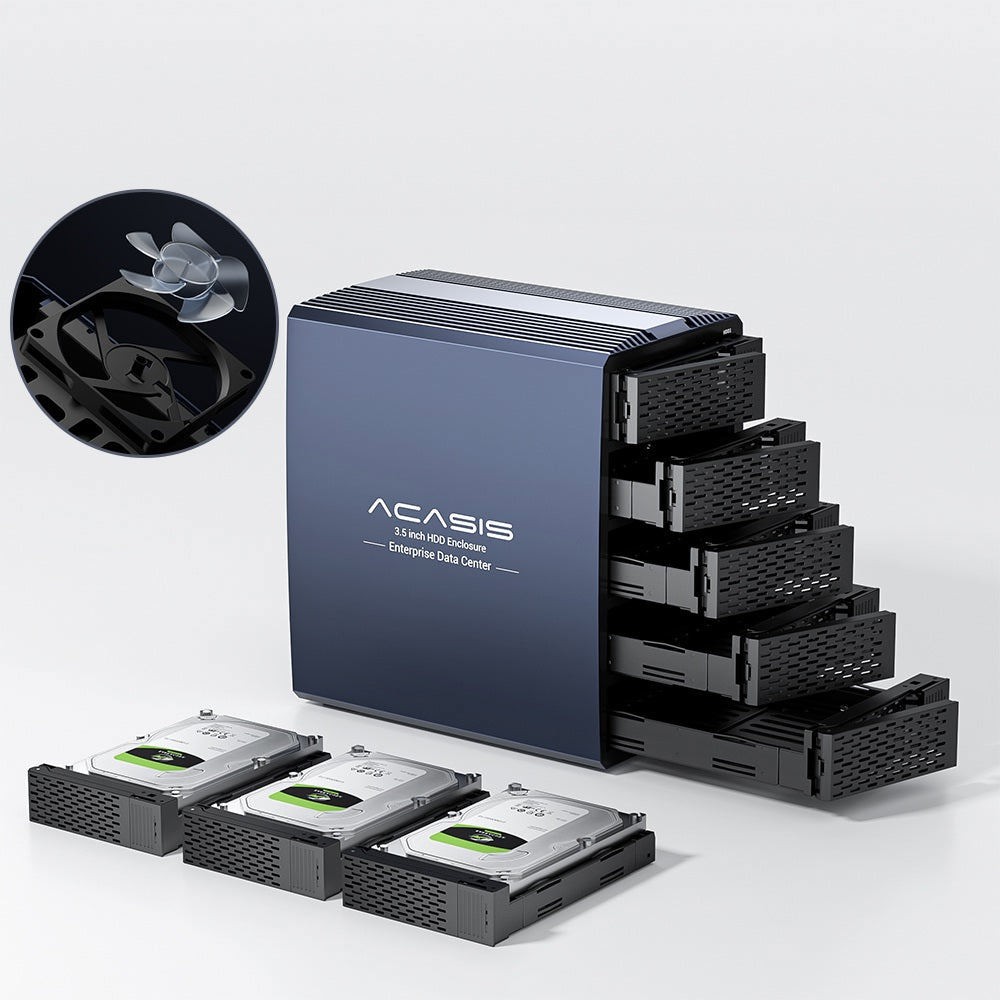 Acasis USB 3.0 5 Bay External Hard Drive Enclosure for 2.5″/3.5″ SATA HDD SSD