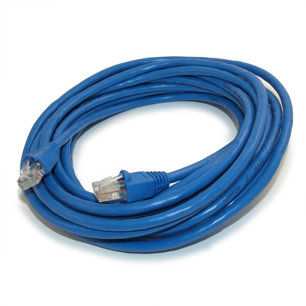 20ft Cat6 Ethernet RJ45 Patch Cable Stranded Snagless Booted BLUE