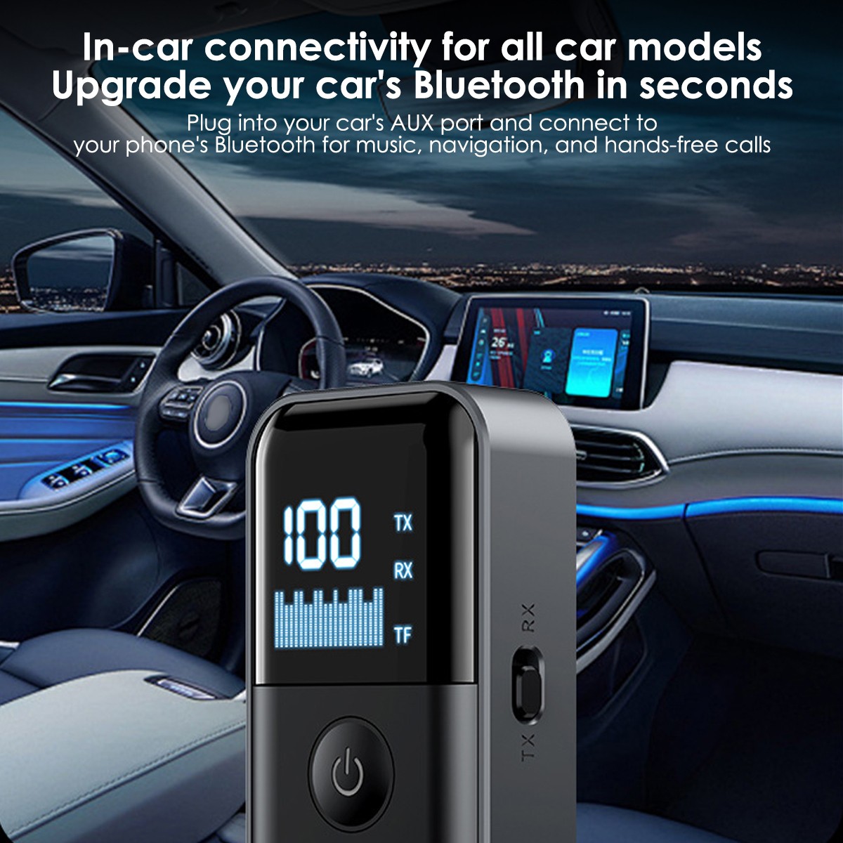 Wireless Audio Transmitter Receiver Car Home Lapel Clip Bluetooth 5.4 Adapter