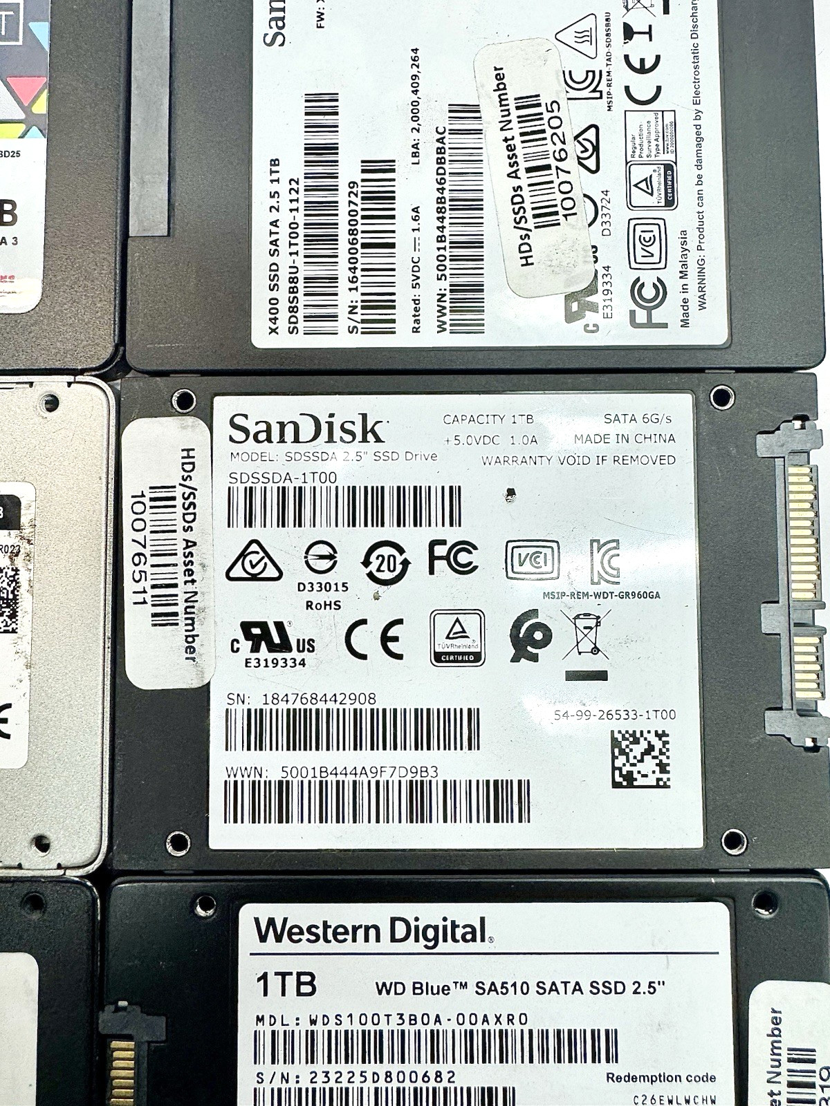 Lot of 6 Mixed Brand 1TB 2.5″ 6Gb/s SATA III SSD Internal Solid State Drives
