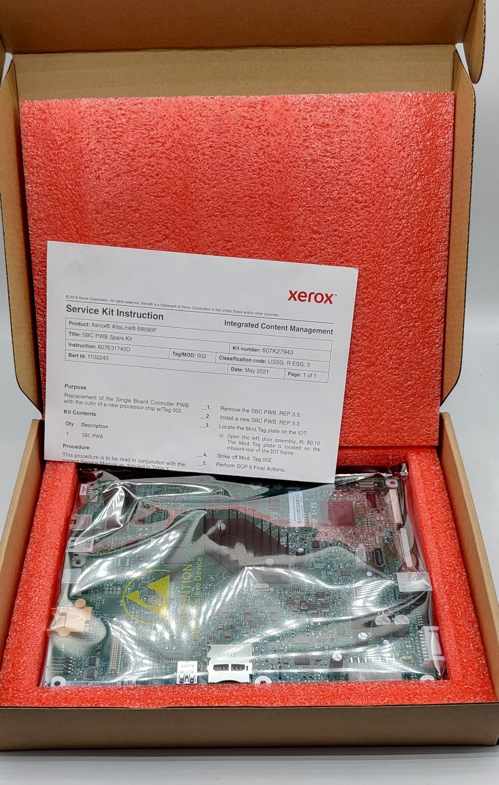 Xerox Single Board Controller SBC PWB Spare Kit 607k27943 Altalink B8090F