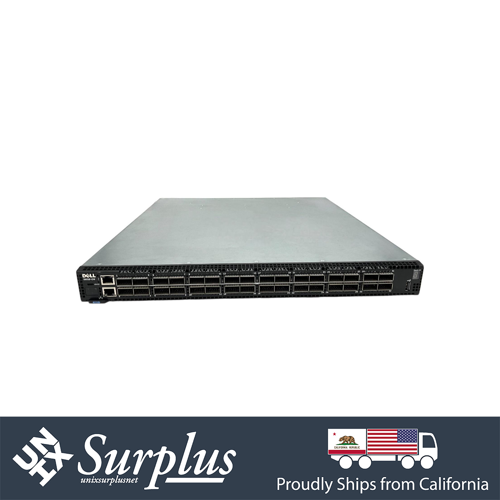 32 Port 40GbE QSFP+ Dell SONIC Open Source Switch Broadcom Trident + Rails
