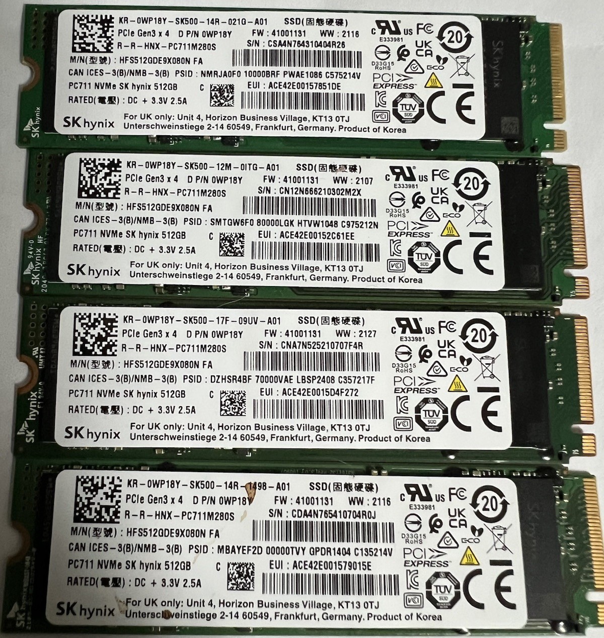 SK Hynix 512GB SSD PCIe Gen3x4 NVMe M.2 2280 PC711 (HFS512GDE9X081N)