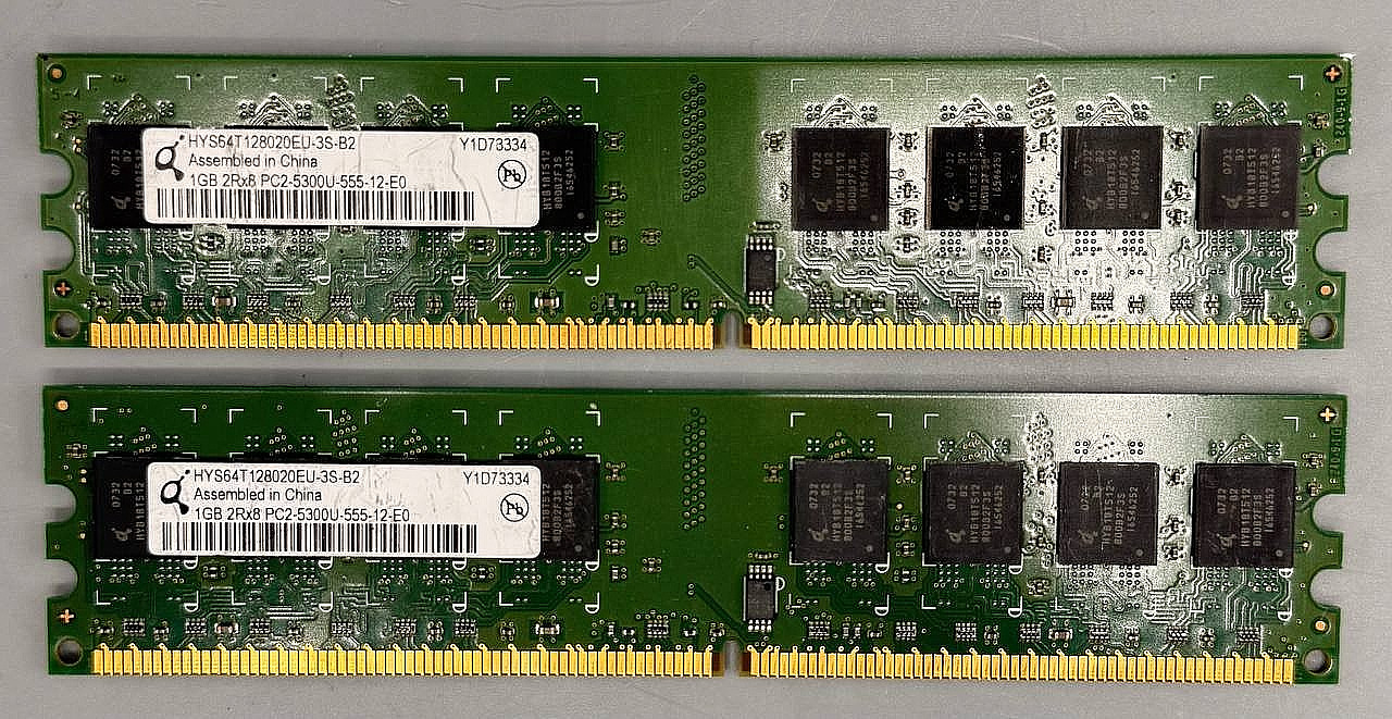 2x Qimonda 1GB DDR2 667MHz PC2-5300 240-Pin DIMM Desktop RAM 2GB Kit