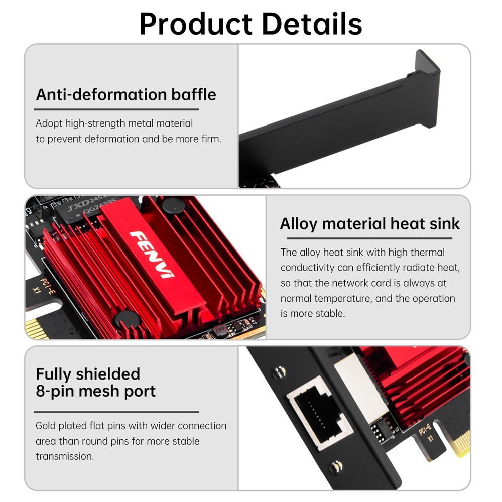 2.5Gbps PCIe Gigabit Network Card RJ45 LAN PCI Express X1 X4 X8 Ethernet Adapter