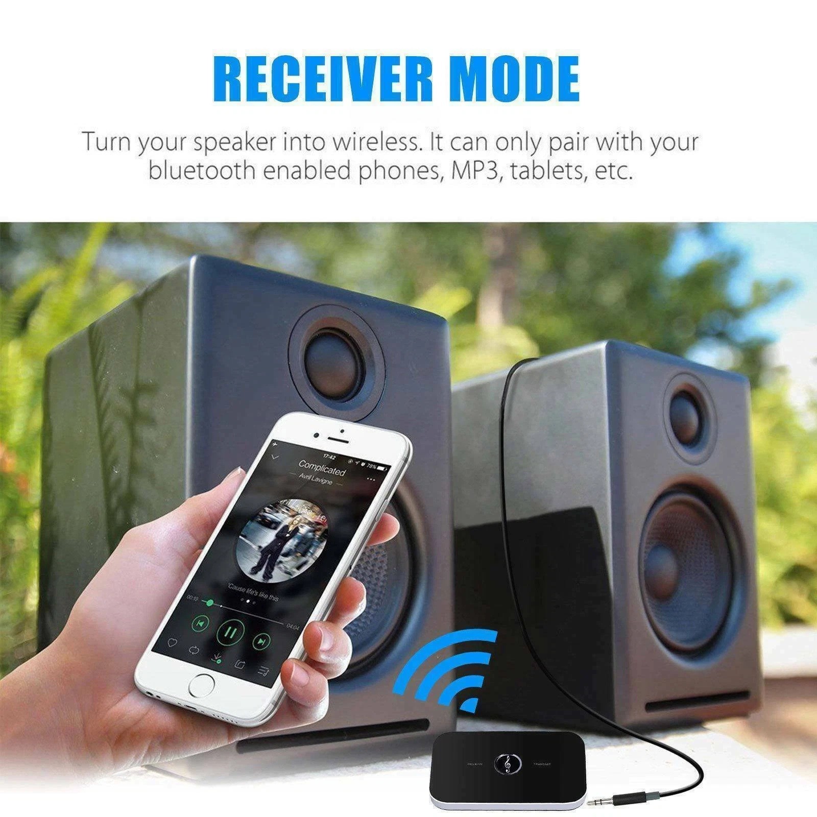 Bluetooth 5.0 Transmitter Receiver Wireless Audio 3.5mm Jack Aux Adapter 2 IN 1