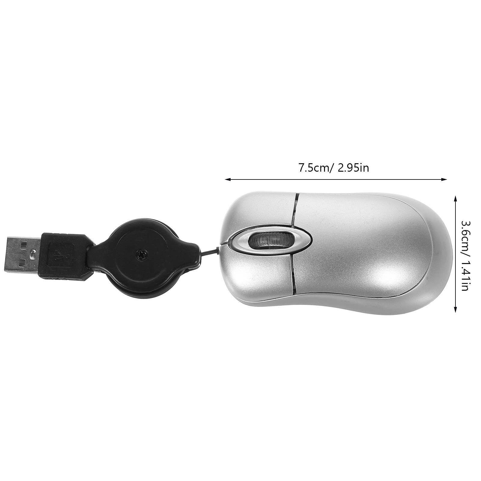 Mini Compact Travel Optical Mouse Retractable Cord Plug and Play for Windows New