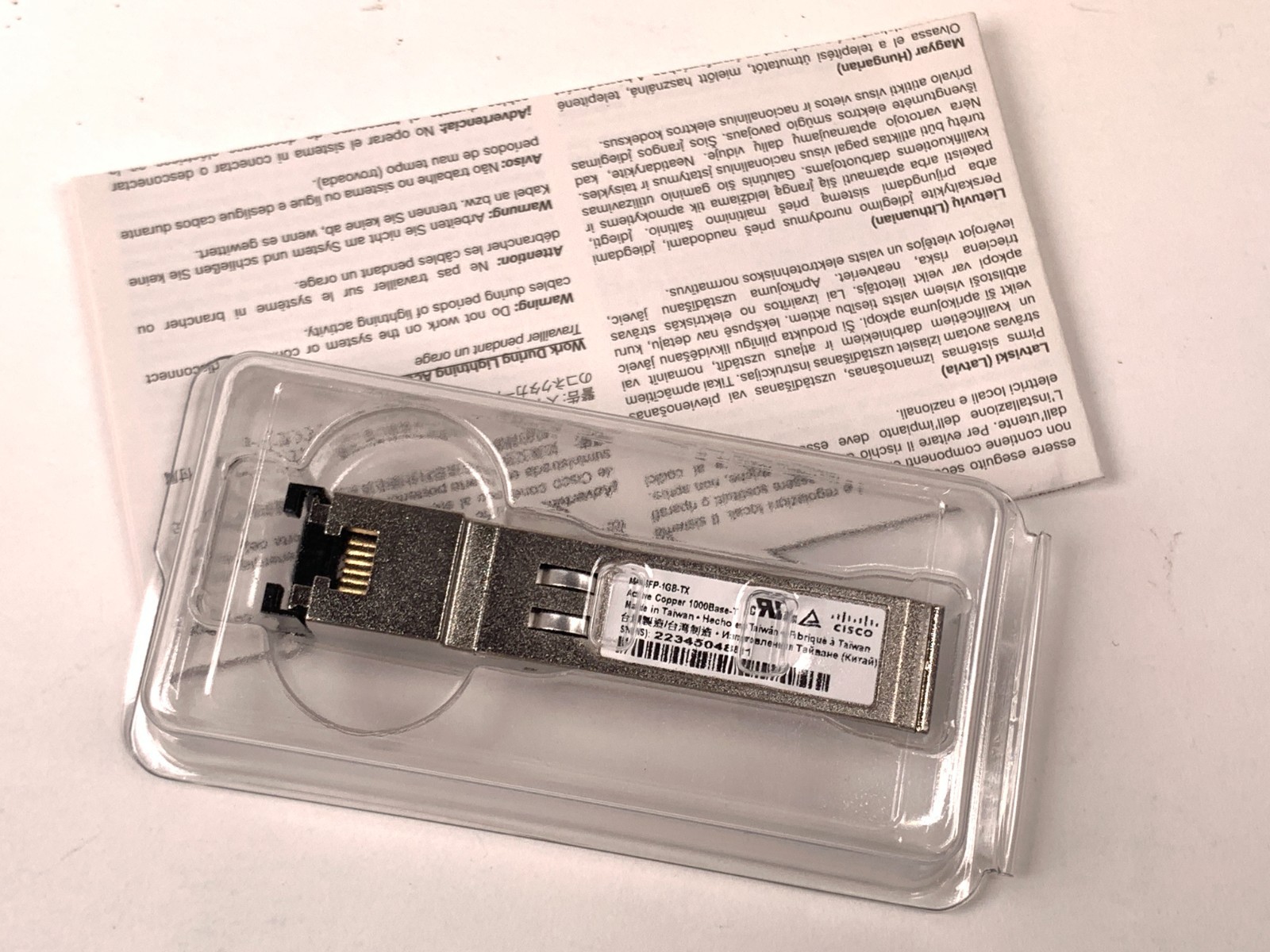 Cisco Meraki MA-SFP-1GB-TX 1G SFP Copper Transceiver Module