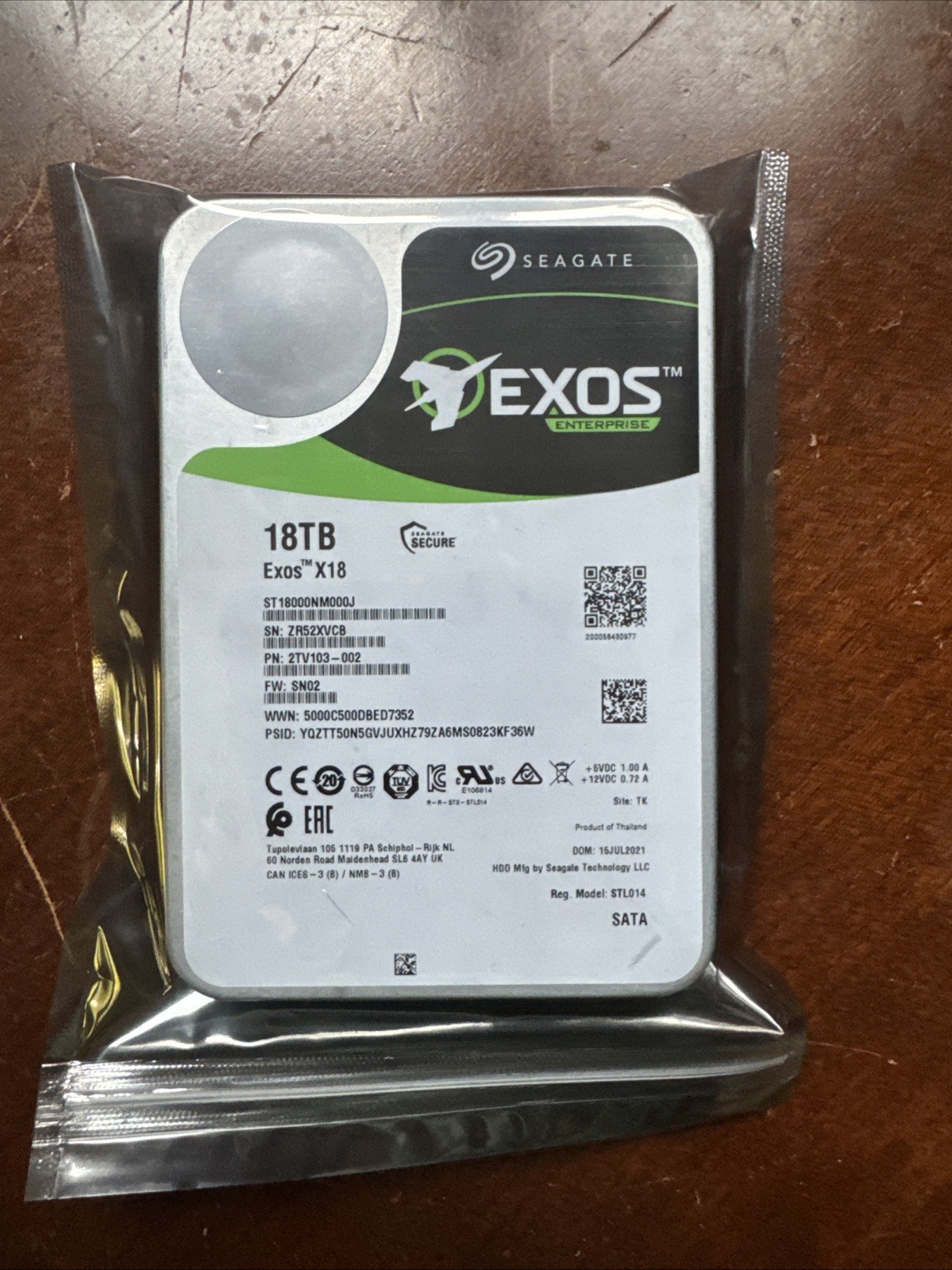 Seagate Exos X18 18TB 3.5 256M Enterprise NAS SATA Hard Drive ST18000NM000J