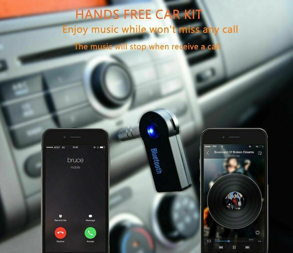 Wireless Bluetooth Receiver 3.5mm AUX Audio Stereo Music Hands Free
