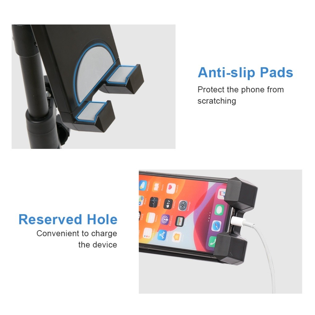 Strong Floor Bed Stand Tripod Mount Holder for Phone IPAD Pro 4.5”-12.9” Tablet