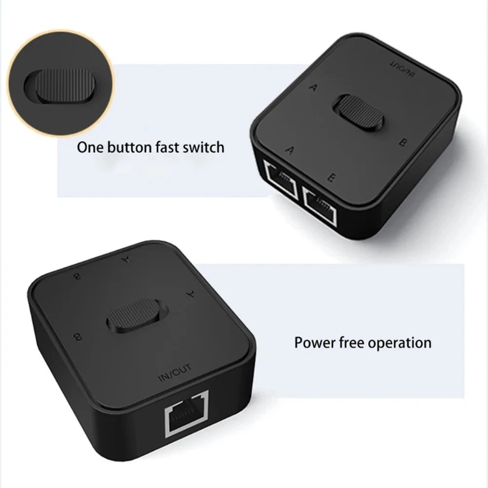 1 In 2 Out Gigabit Ethernet Splitter RJ45 1000Mbps LAN Network Adapter