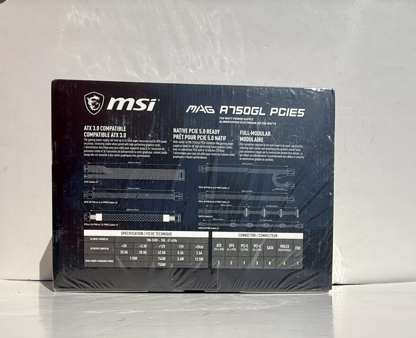 MSI – MAG A750GL PCIE 5 750W ATX 3.1 Full Modular 80+ Gold Gaming Power Supply
