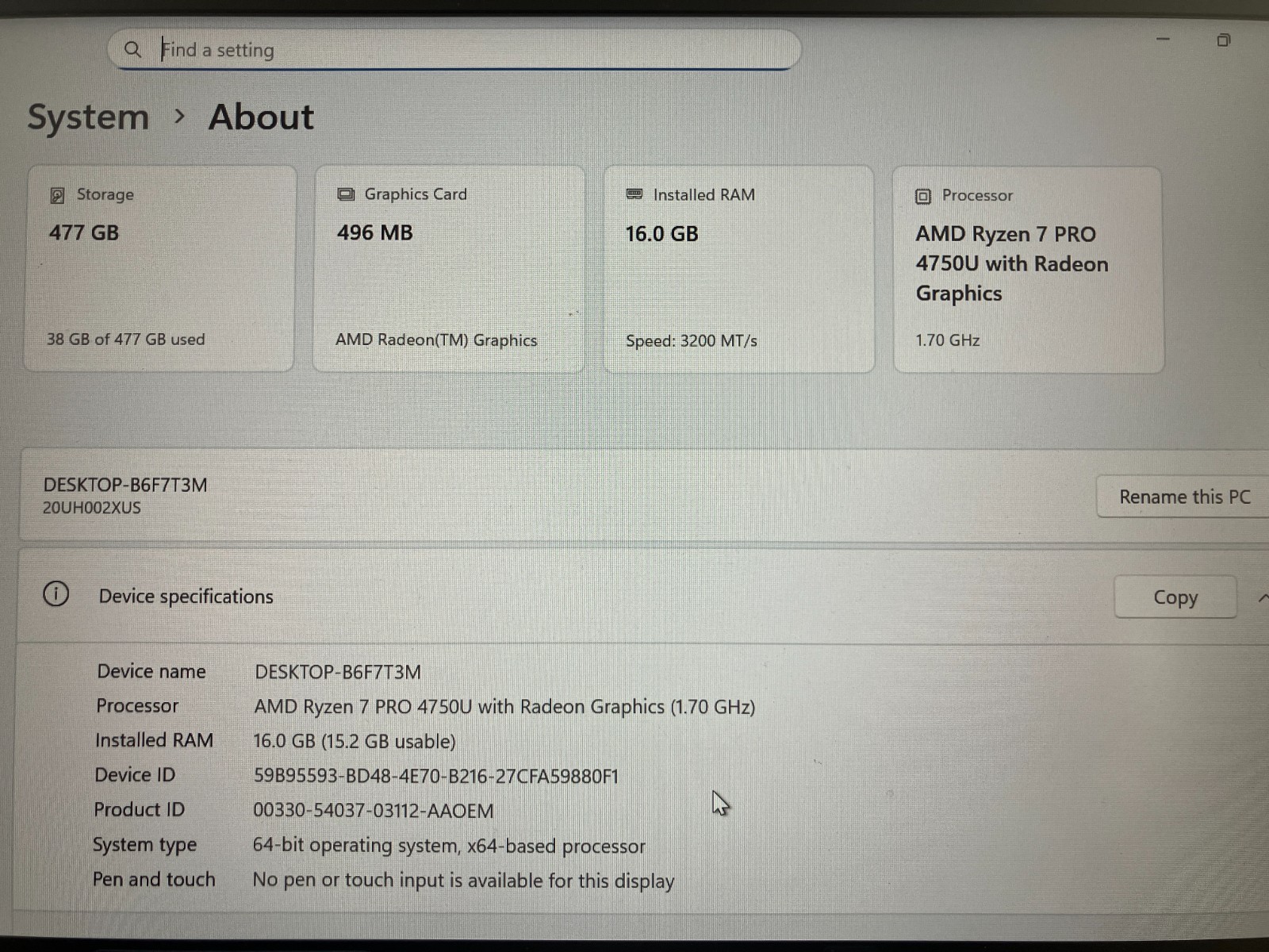 Lenovo ThinkPad T14s Laptop, 14″ FHD, AMD Ryzen 7, 16GB RAM, 512GB SSD, W11 Pro