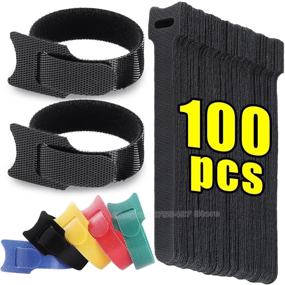 Cable Straps Wire Cord Hook Loop Ties Reusable Fastening Organizer Laptop