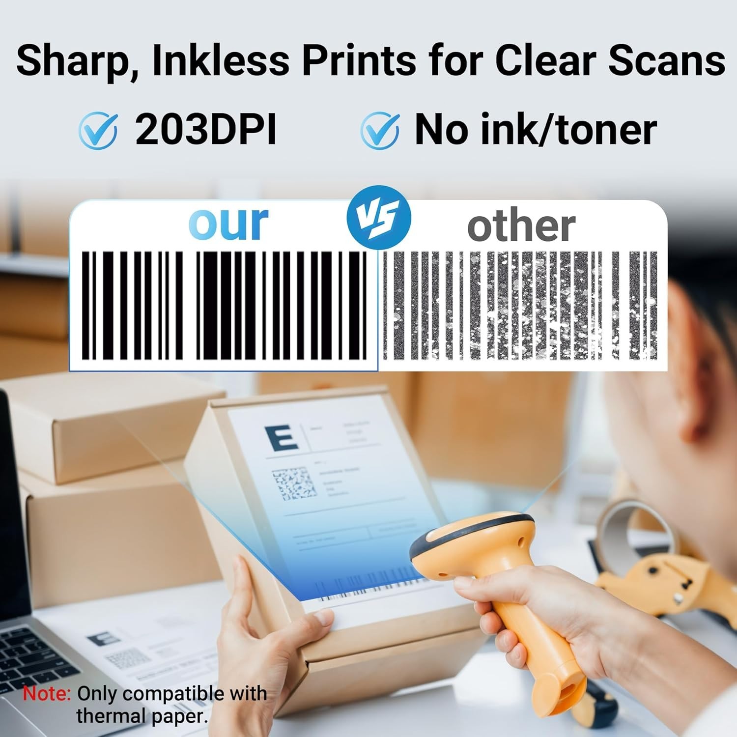 Shipping Label Printer Bluetooth+USB 4×6 Thermal Label Printer +30 Free Labels
