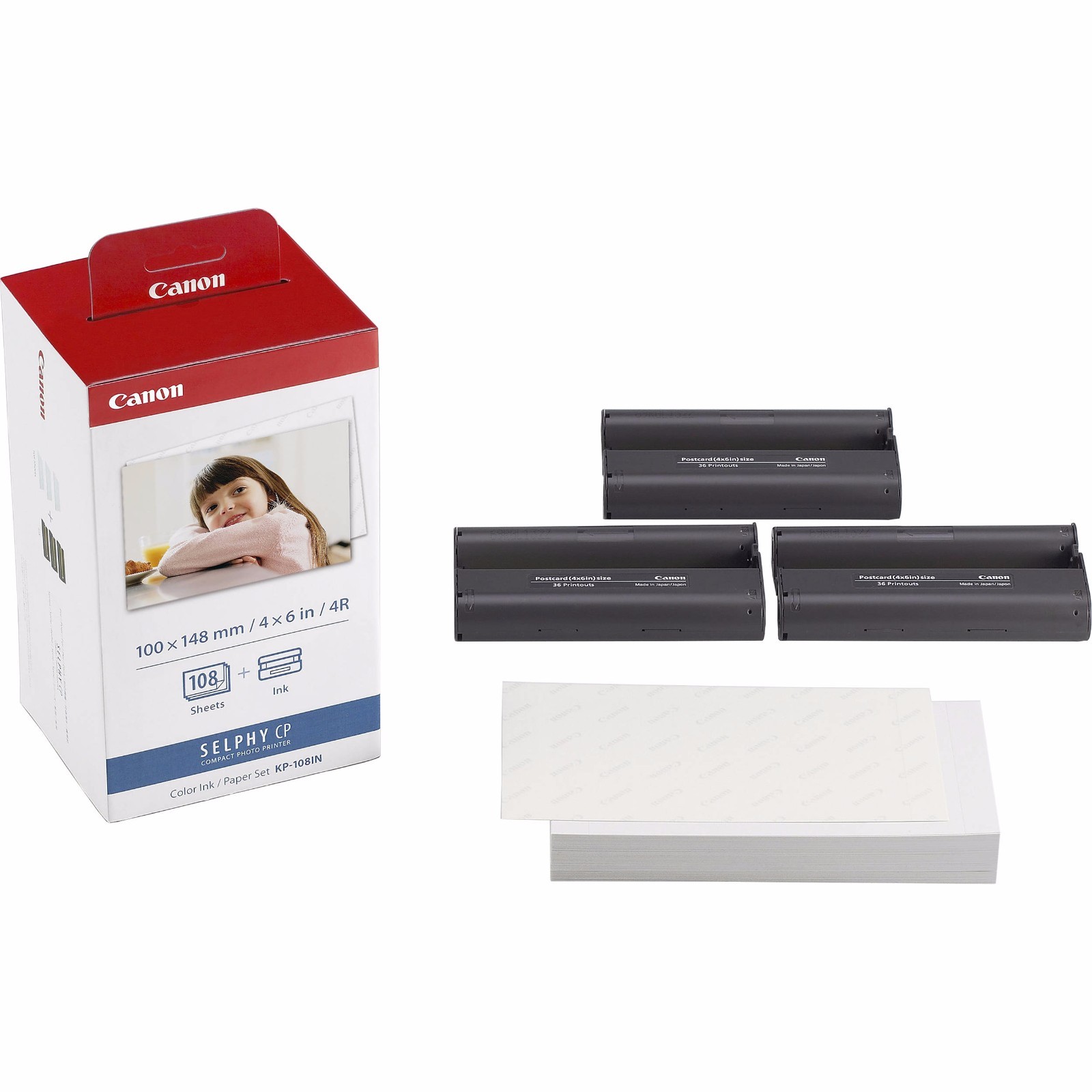 3 x Canon KP-108IN 4×6 Color Ink and Paper Set for SELPHY Printers, 324 Prints