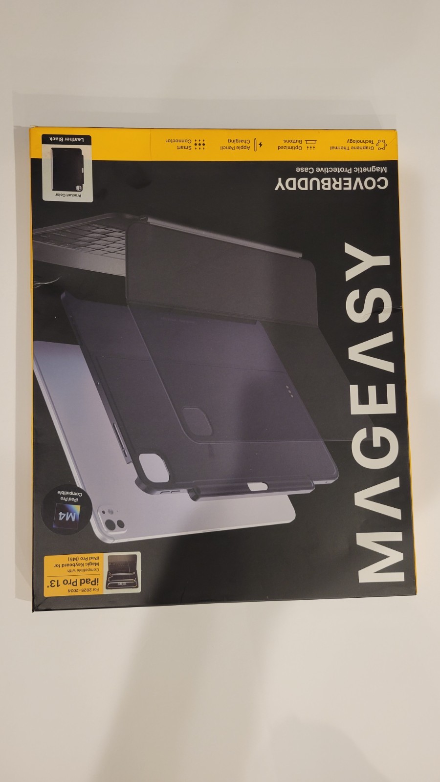 MAGEASY CoverBuddy for 2024/2025 iPad Pro 13″ – iPad Pro Case – Leather Black