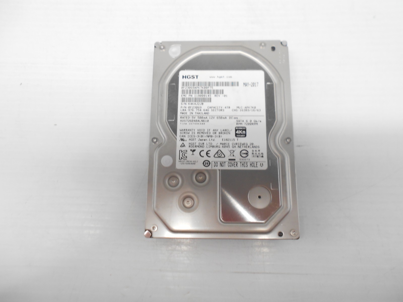 HGST 4TB 3.5″ 4Kn SATA Desktop PC Server NAS JBOD Hard Drive HUS726040ALN610