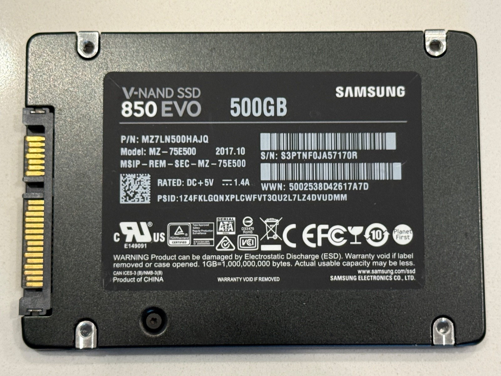 Samsung 850 EVO 500GB 2.5″ SATA III Internal SSD – MZ-75E500 – 89% Health