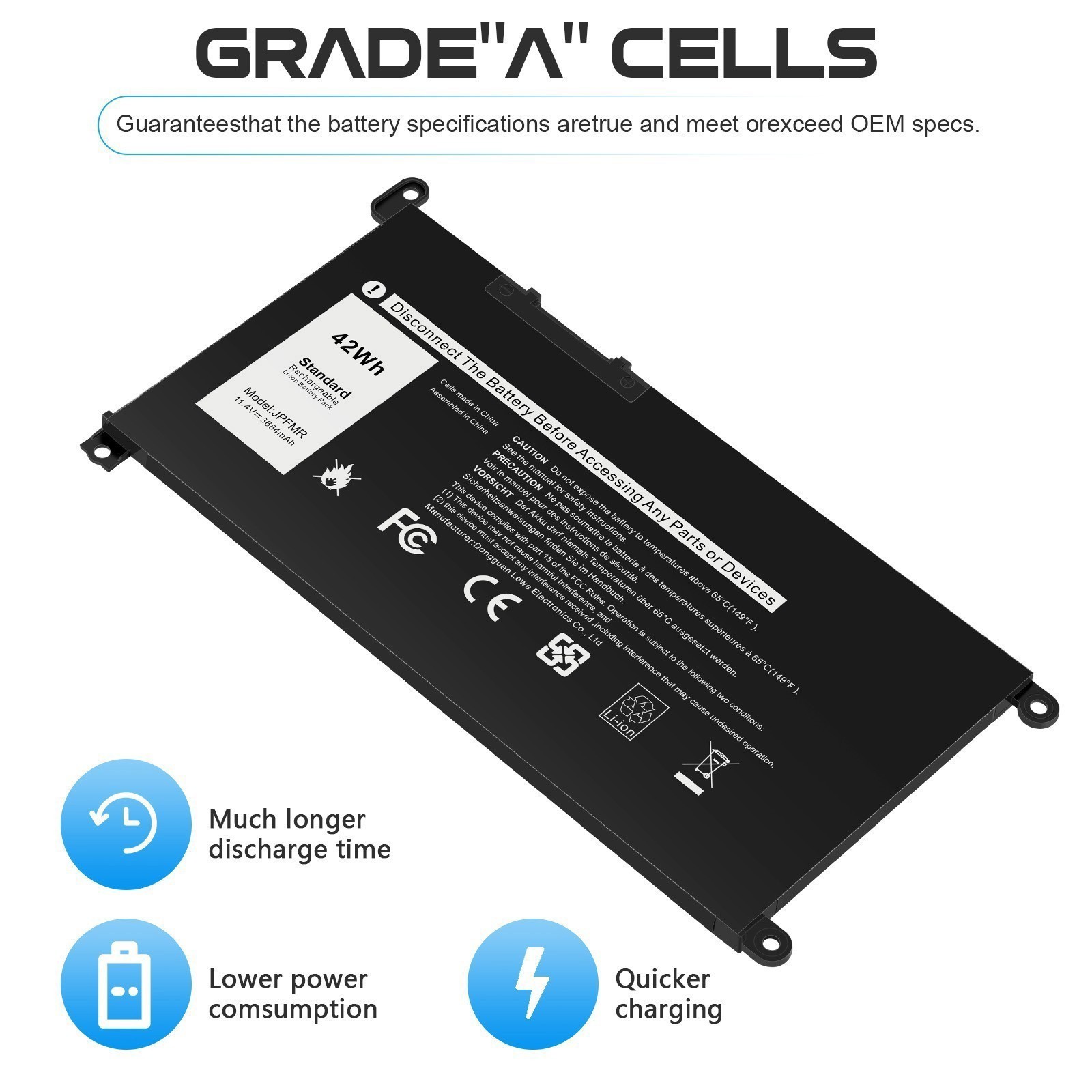 ✅LOT JPFMR Battery For Dell Chromebook 3400 5488 5493 5593 16DPH 65N6H 7T0D3 NEW